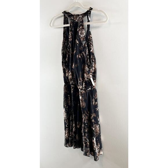 Free People Katerina Halter Tie Sleeveless Floral Mini Dress Black Small - Picture 10 of 12